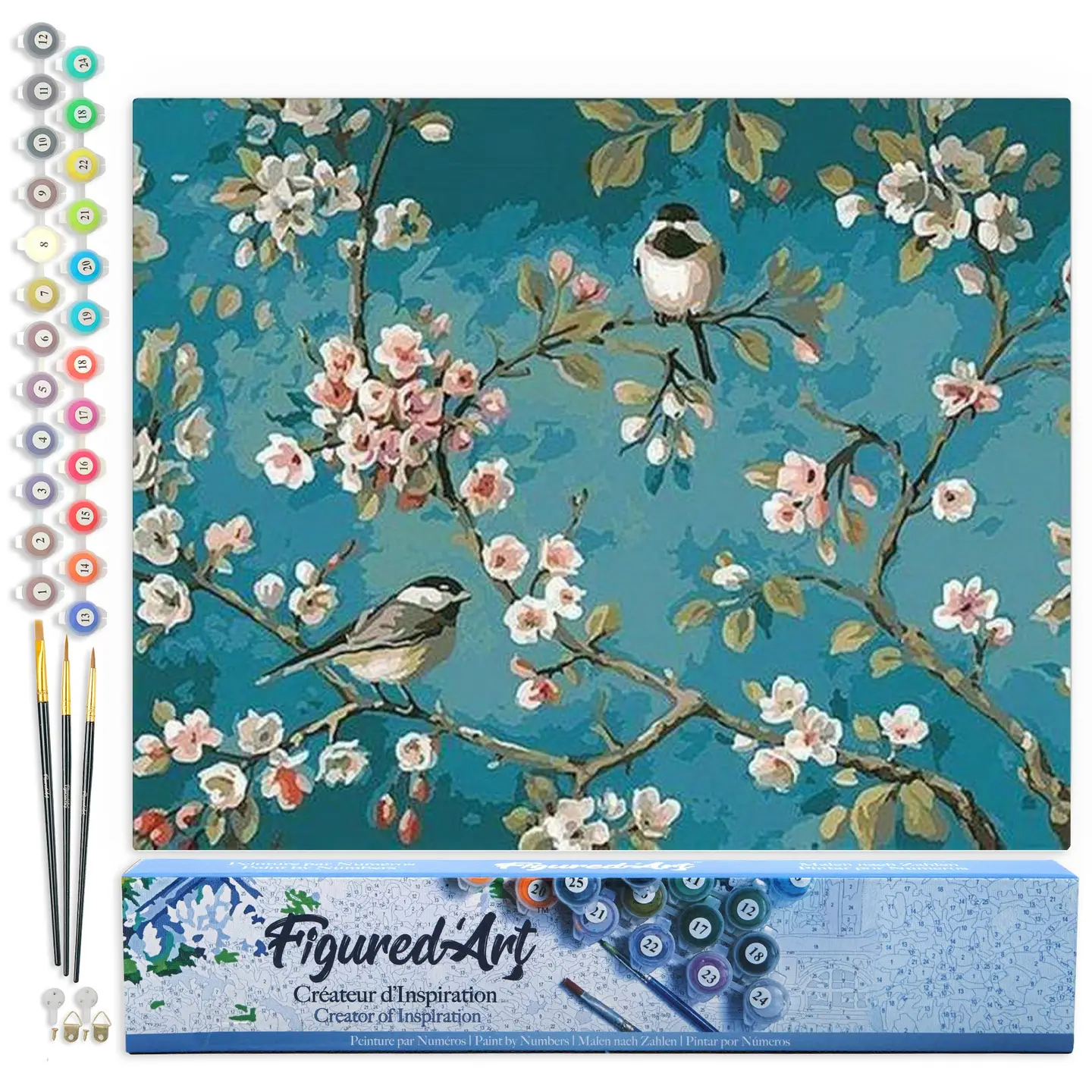 🕊️🌸 Kit Peinture par numéros – Fleurs et oiseaux