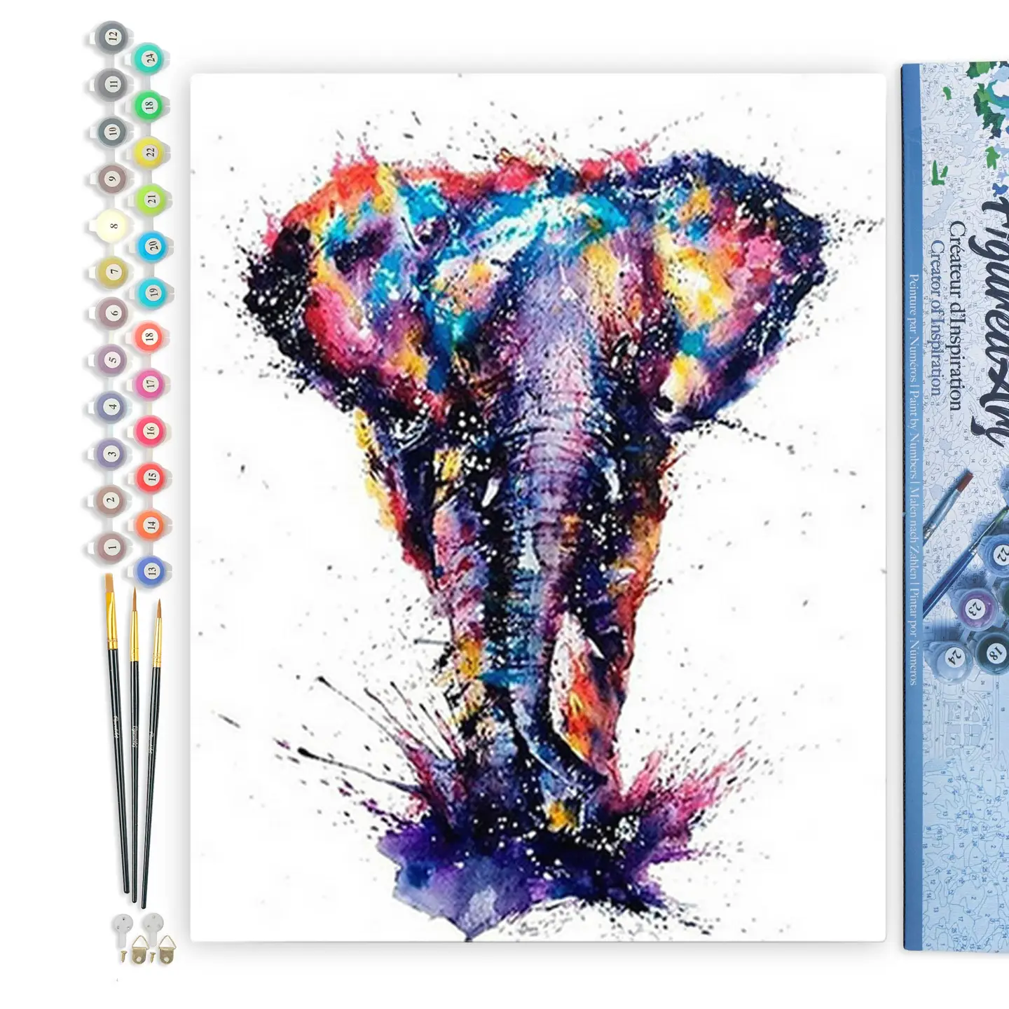 🐘 Kit Peinture par numéros – Éléphant d’Asie en peinture