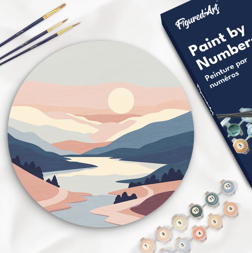 🌅 Kit Peinture par numéros – Lever de soleil pastel
