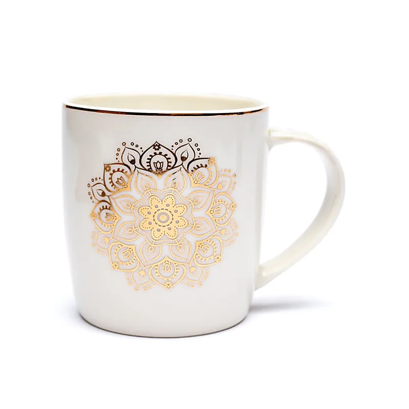 Tasse Infuseur à Thé avec couvercle Mandala blanc 400ml