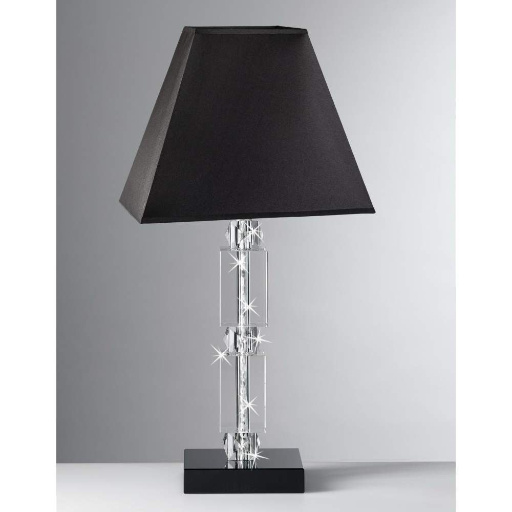 Lampada in cristallo con paralume nero quadrato