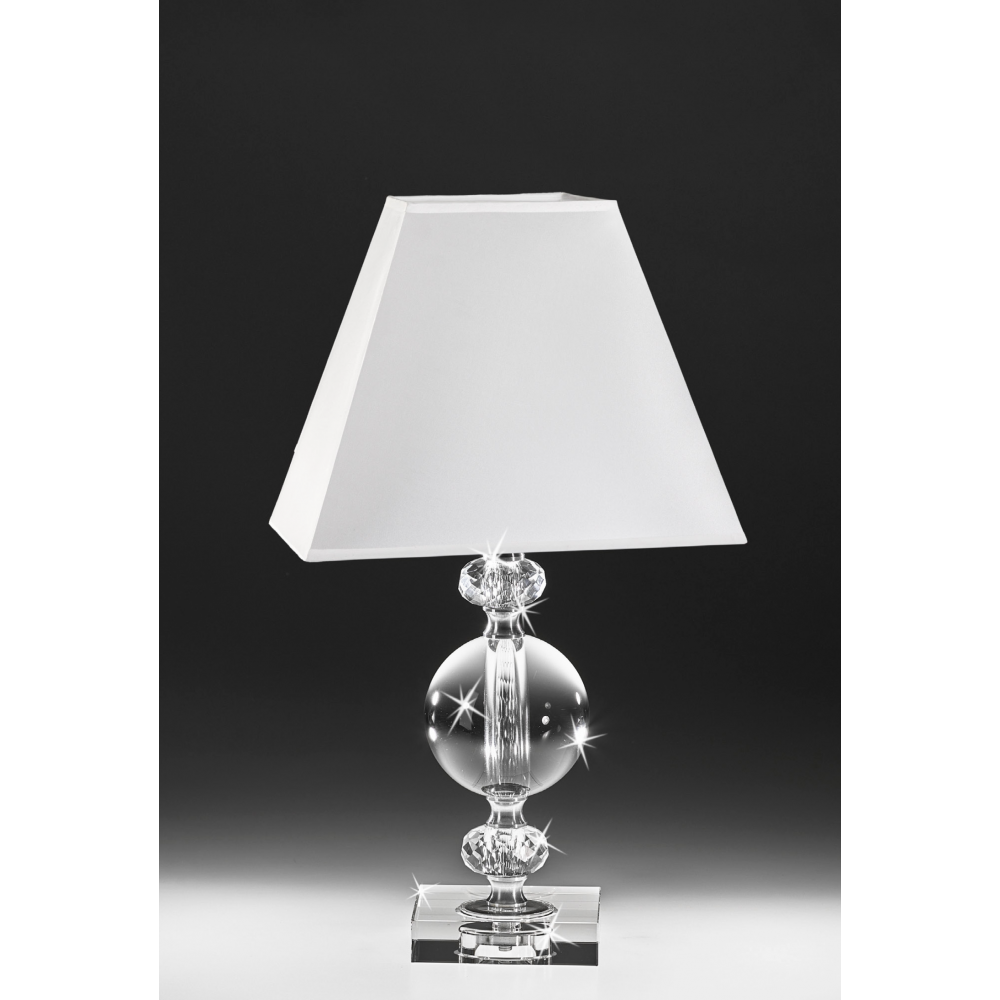 Lampada in cristallo con paralume quadro bianco
