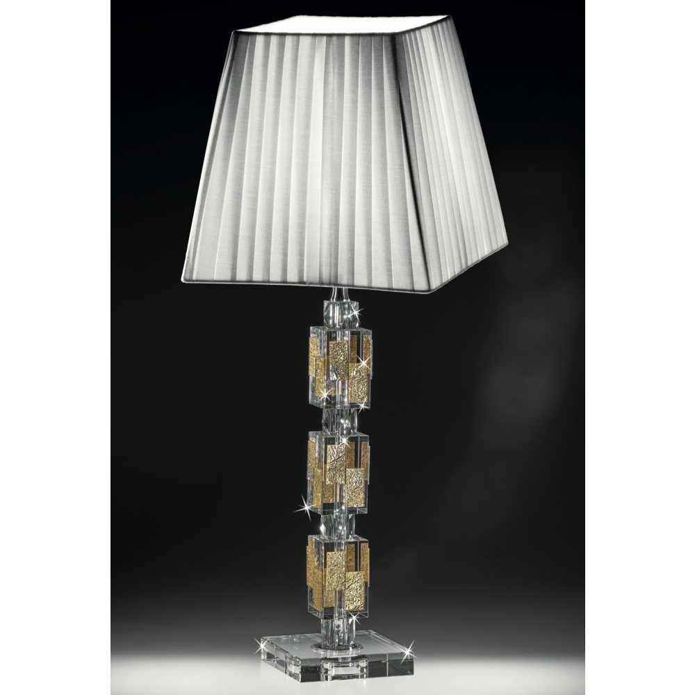 Lampada in cristallo tre elementi dorati
