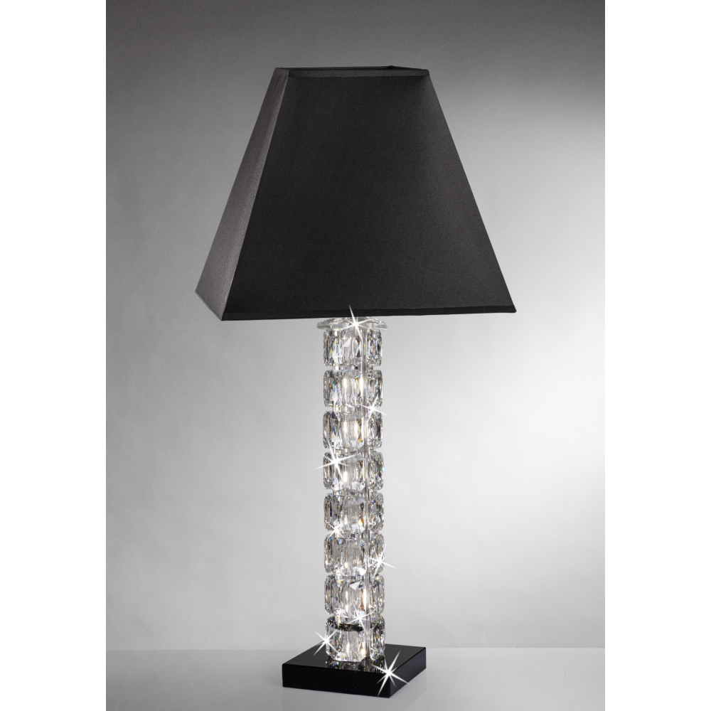 Lampada in cristallo alta con paralume nero