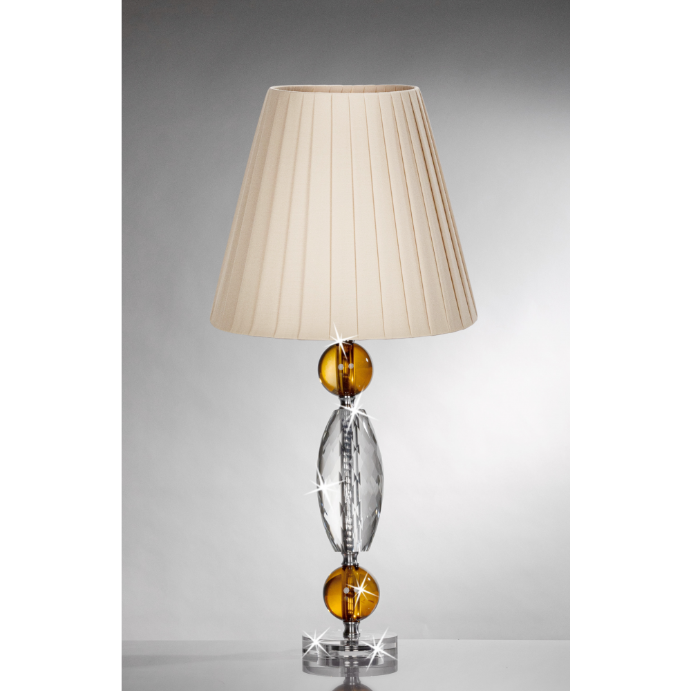 Lampada in cristallo ambra e trasparente con cupola avorio