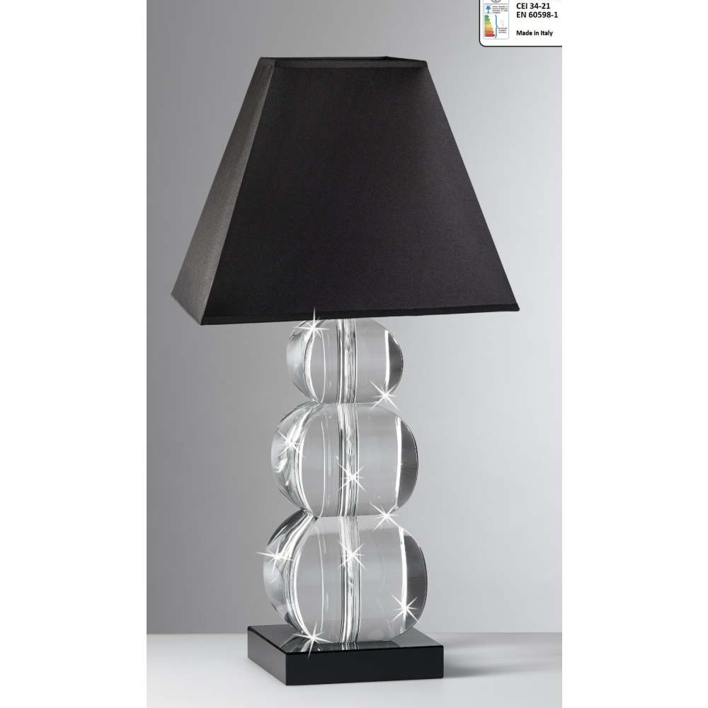 Lampada in cristallo con base e cupola colore nero 