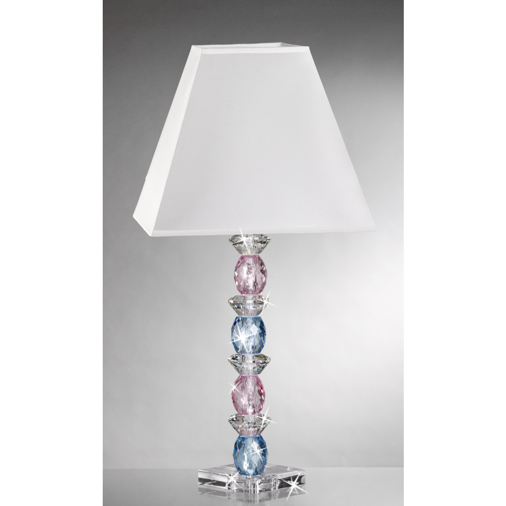 Lampada in cristallo doppio colore rosa e azzurro 