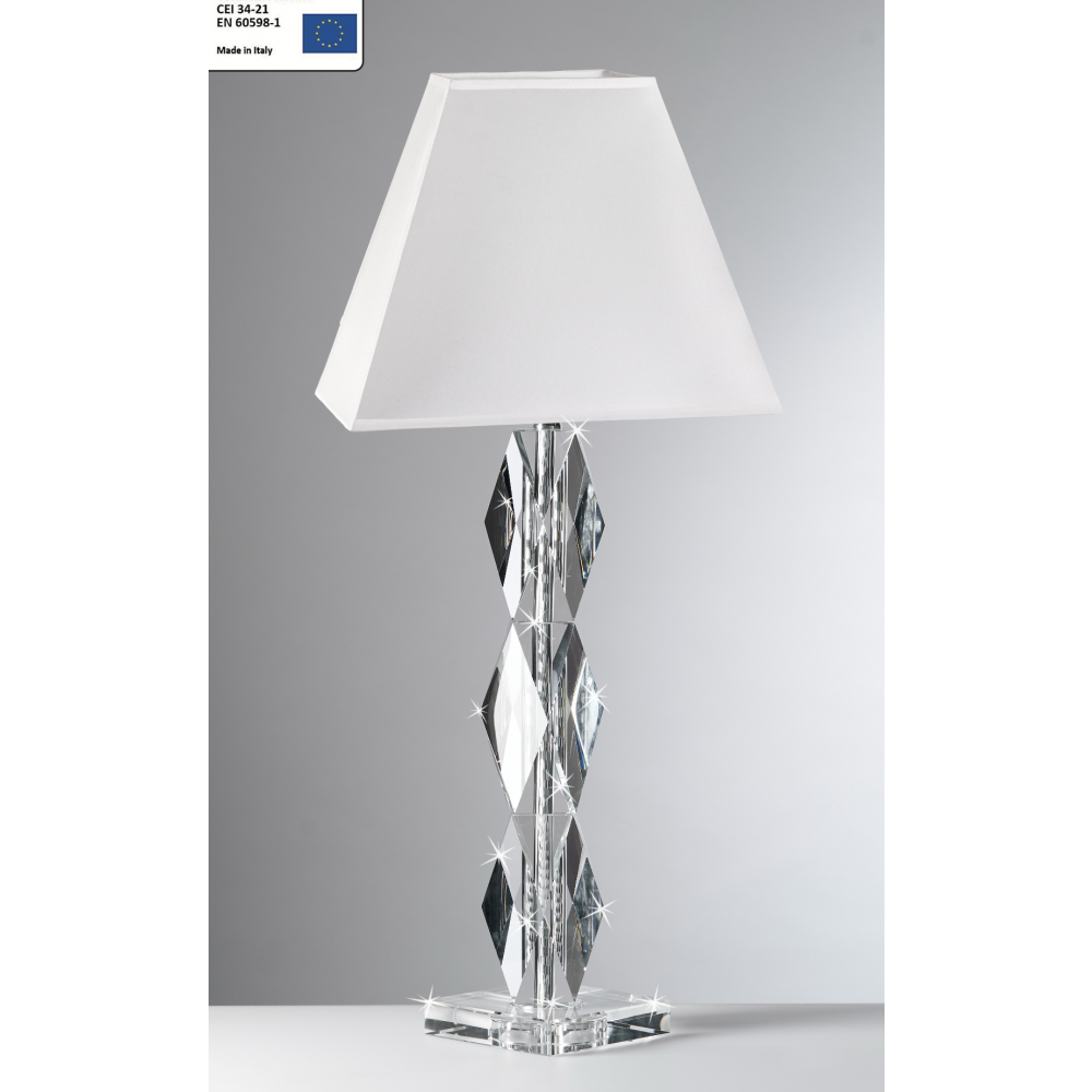 Lampada cristallo con paralume quadro bianco
