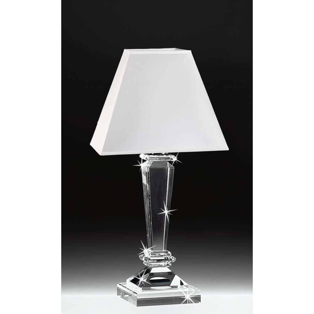 Lampada in cristallo design contemporaneo con paralume bianco