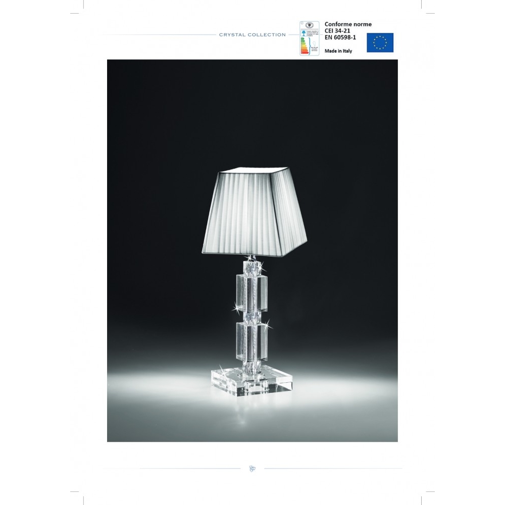 Lume in cristallo con paralume plissettato rettangolare