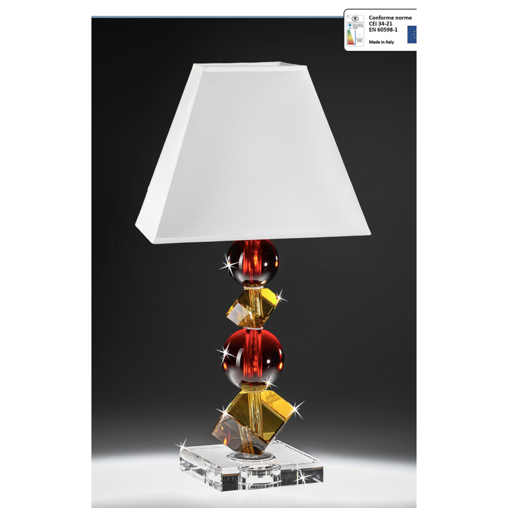 Lampada in cristallo ambra e rosso