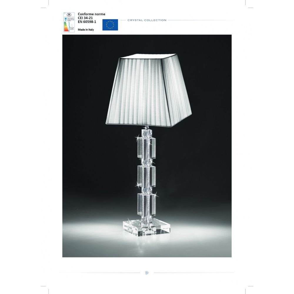 Lampada in cristallo paralume plissettato