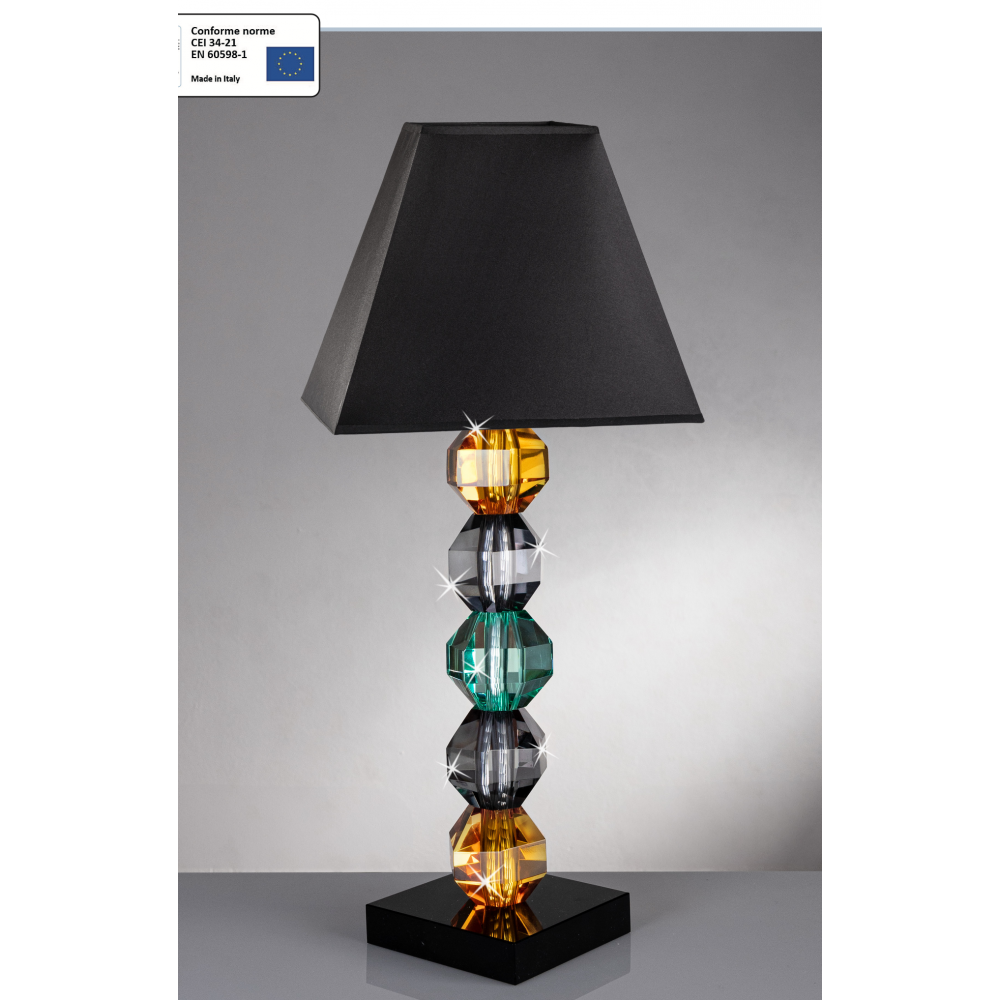Lampada in cristallo colorato verde ambra e nero