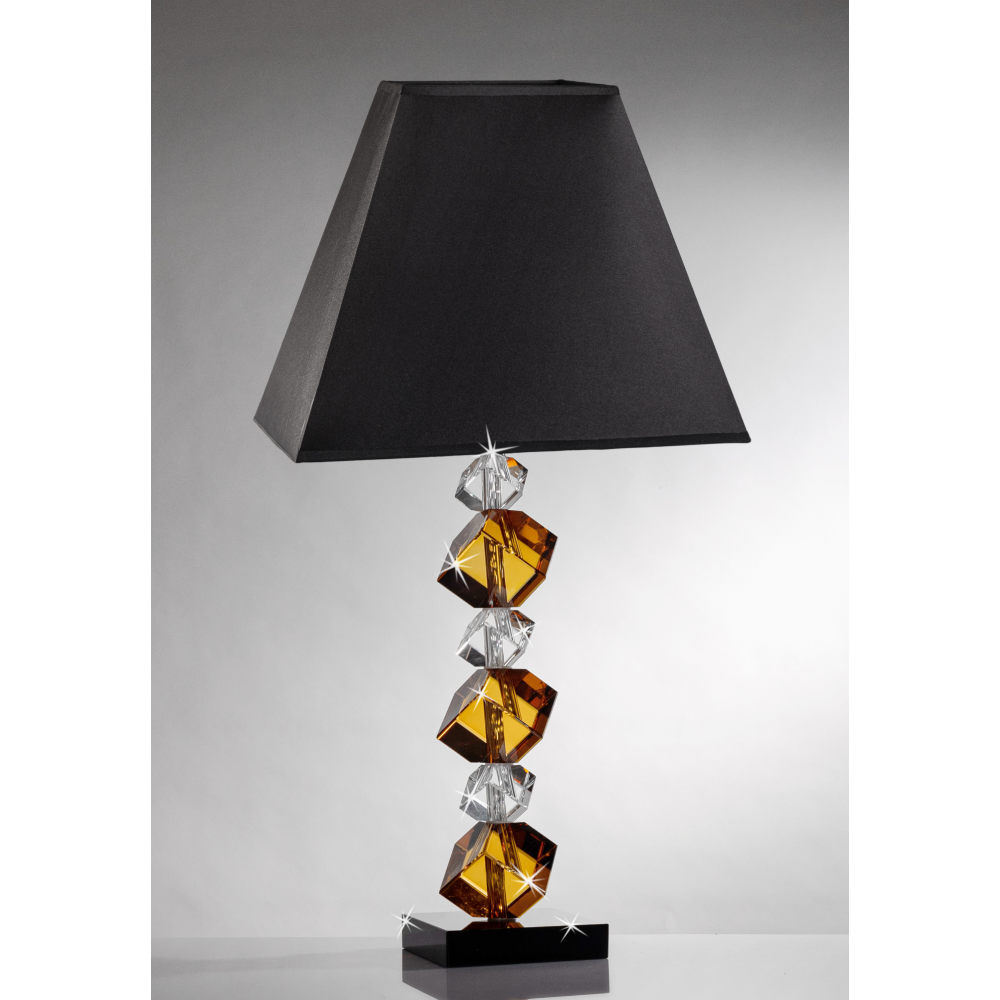 Lampada in cristallo con 3 particolari colore ambra 