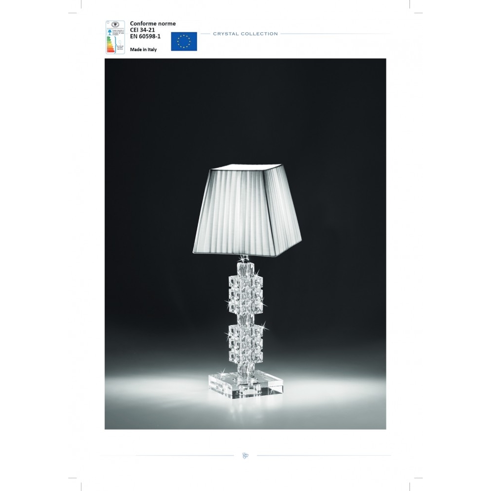 Lampada in cristallo con paralume bianco 