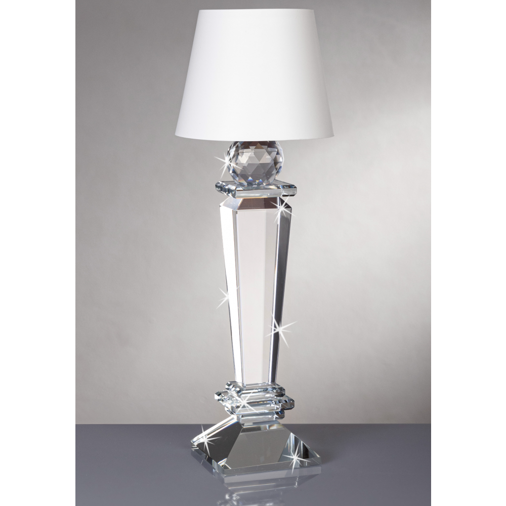 Lampada in cristallo luce led ricaricabile con cupola bianca