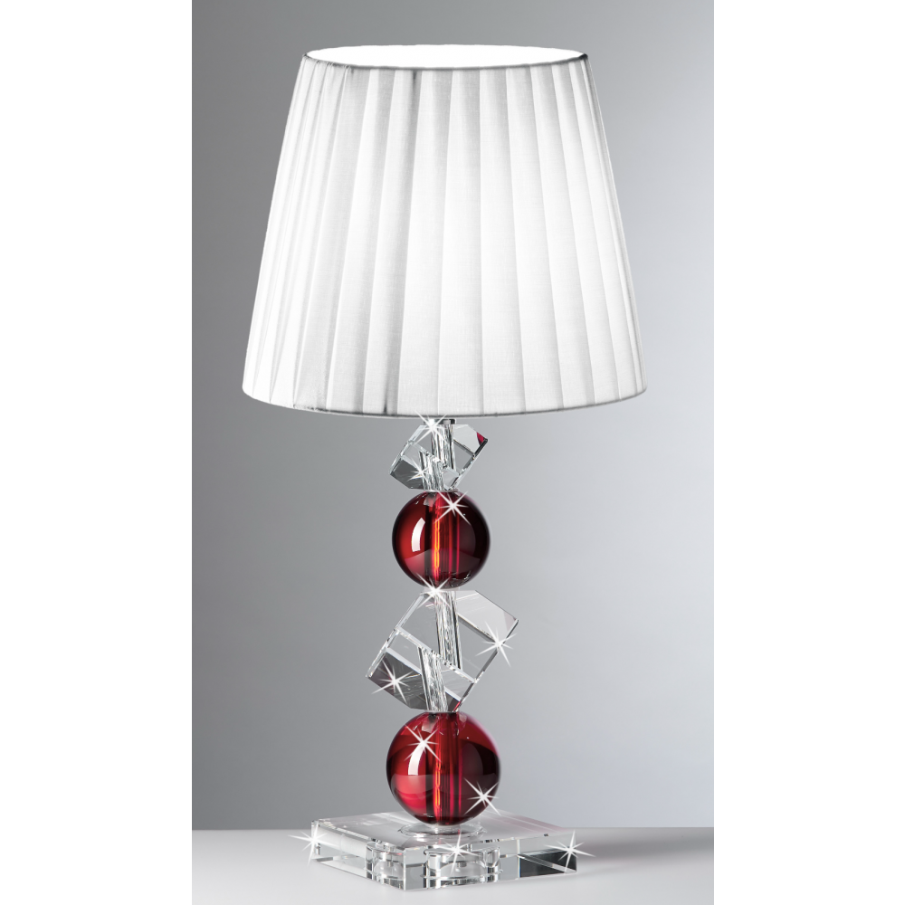 Lampada in cristallo con sfere rosso rubino