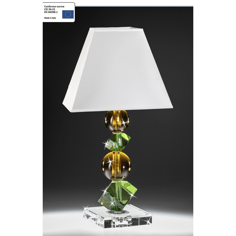 Lampada in cristallo colorato ambra e verde