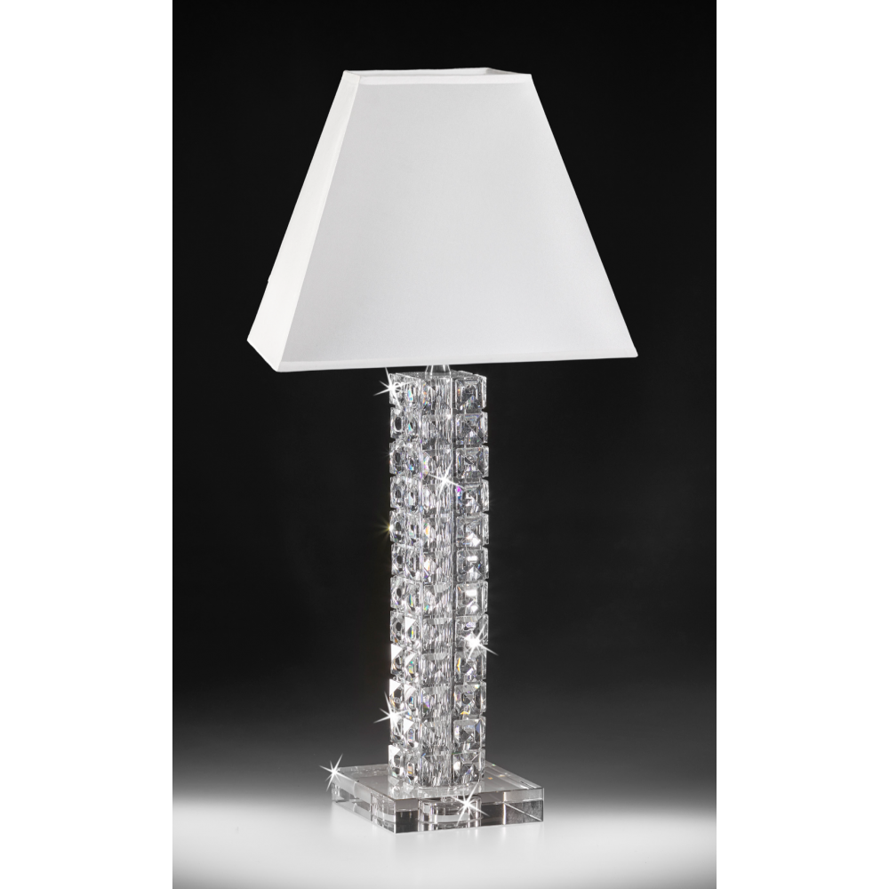 Lampada in cristallo con paralume quadro bianco