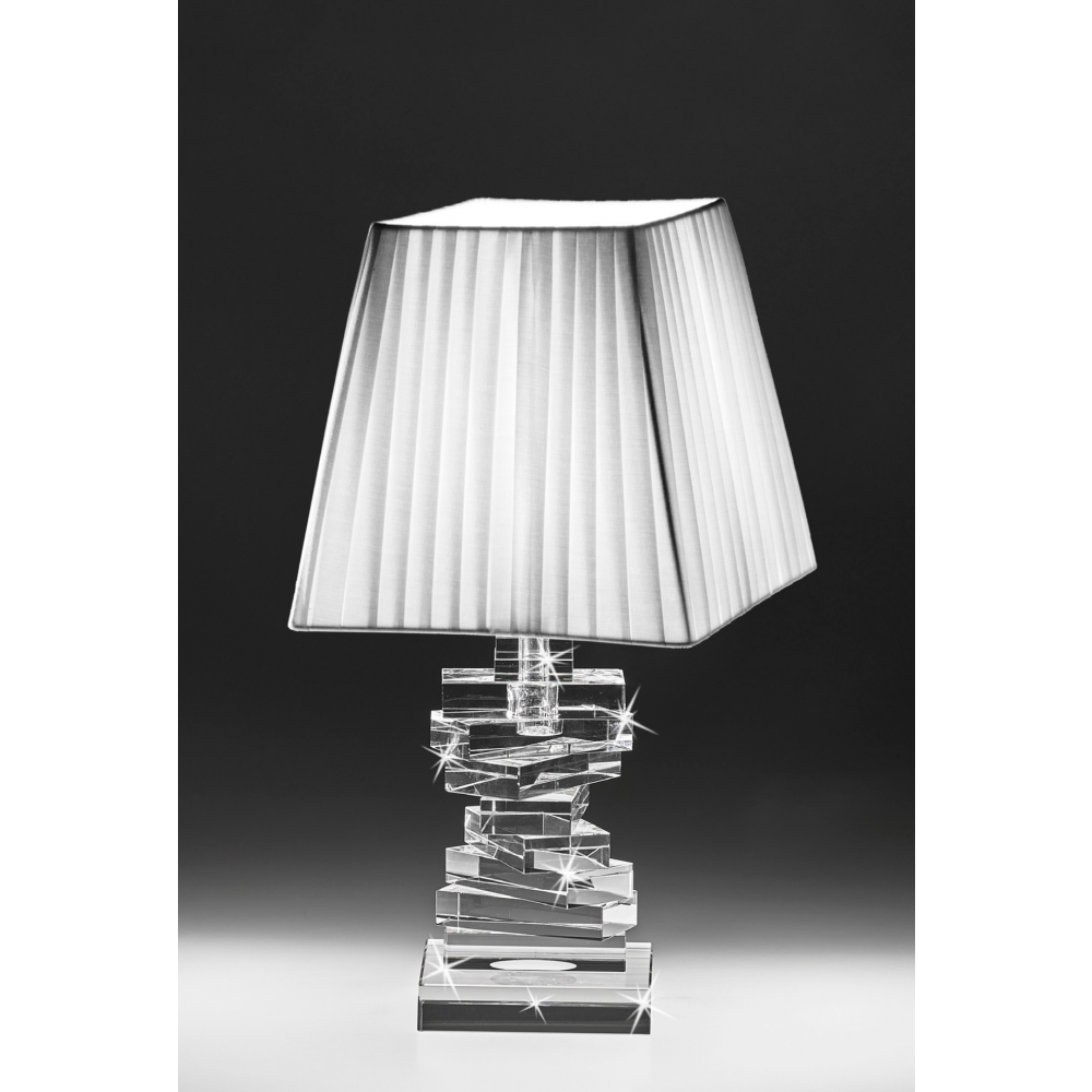 Lampada in cristallo modello scala con paralume plissettato