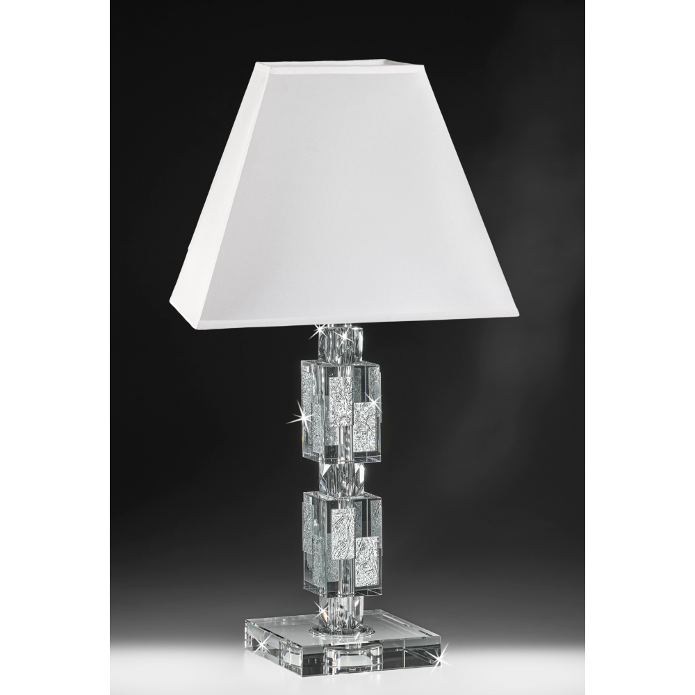 Lampada in cristallo con elemnti in argento