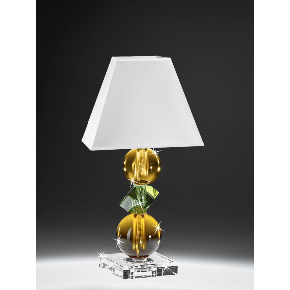Lampada in cristallo tonalità ambra e verde