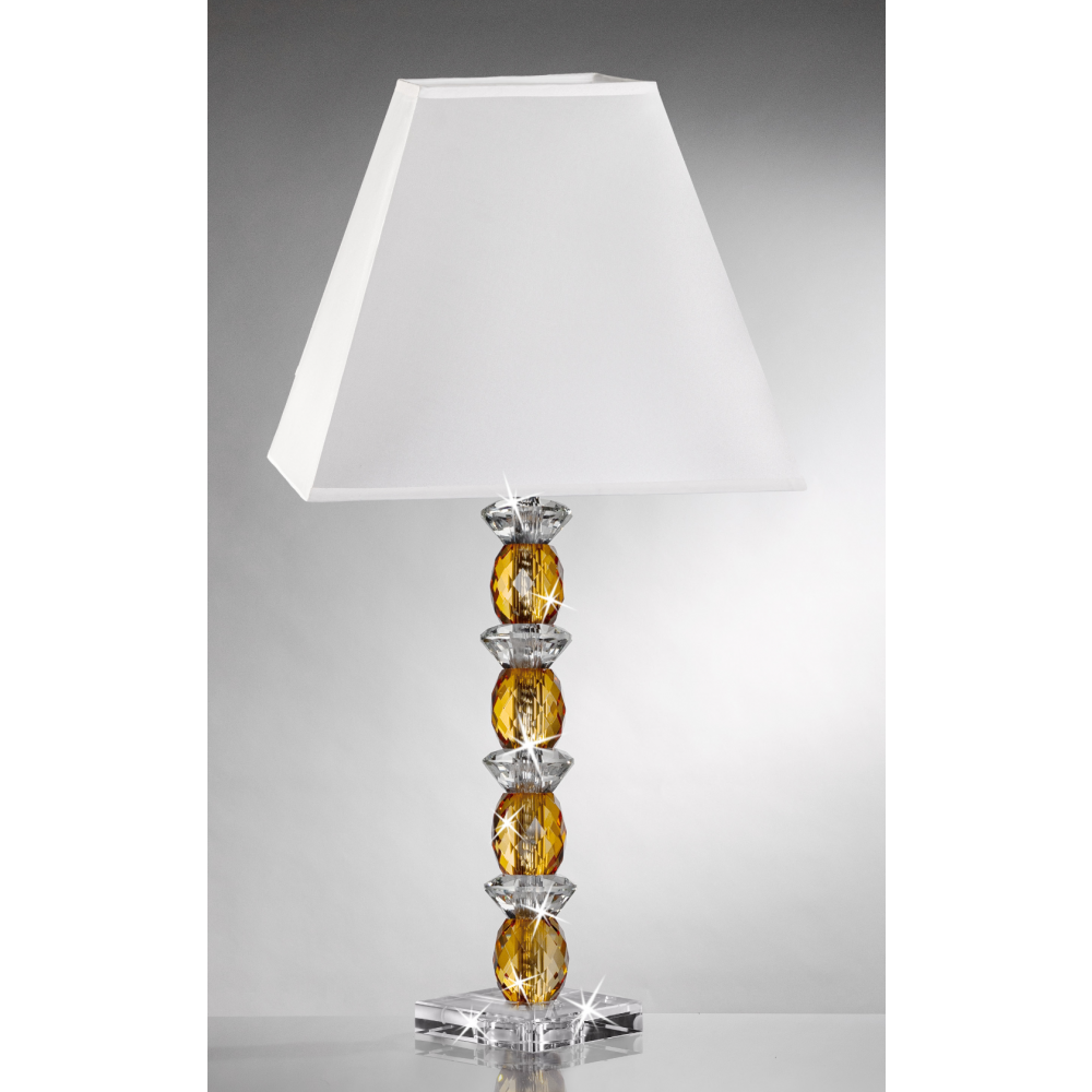 Lampada in cristallo stile classico con paralume bianco