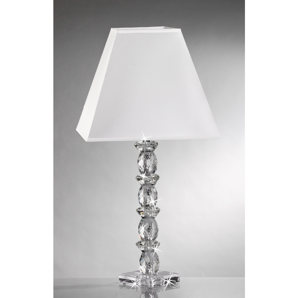Lampada in cristallo con paralume quadrato bianco