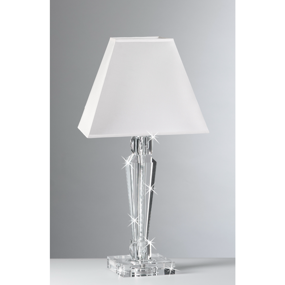 Lampada in cristallo con paralume quadro bianco