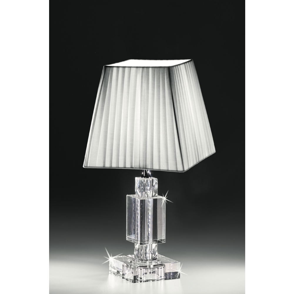 Lume in cristallo con paralume quadrato bianco