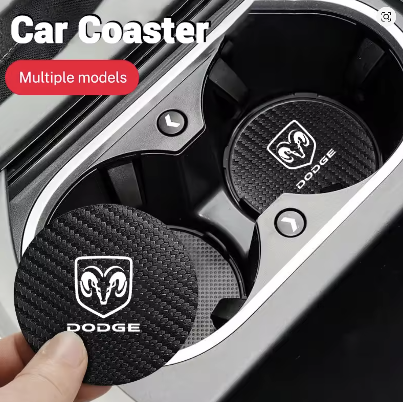 2Pcs Dodge Logo Water Cup Pad Anti-noise Coaster Mat For Dodge Ram 1500, Charger and Challenger Auto Accessories