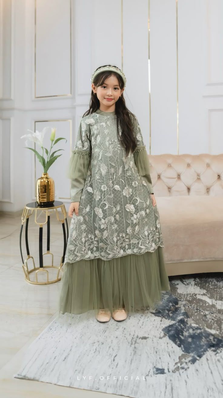 Girls Embroidered Formal Dress