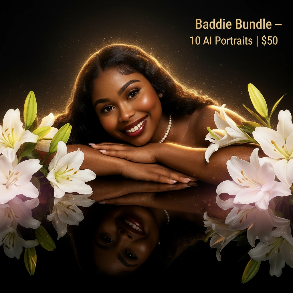 Baddie Bundle | 10 AI Glam Portraits | Luxury Selfie to Studio Photo Transformation