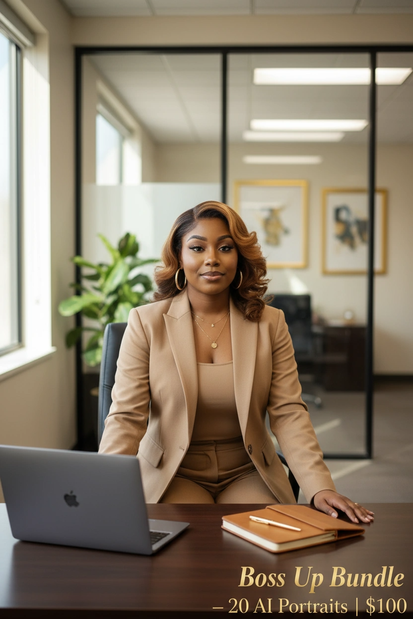 Boss Up Bundle | 20 AI Business Portraits | CEO Branding & Content Photoshoot
