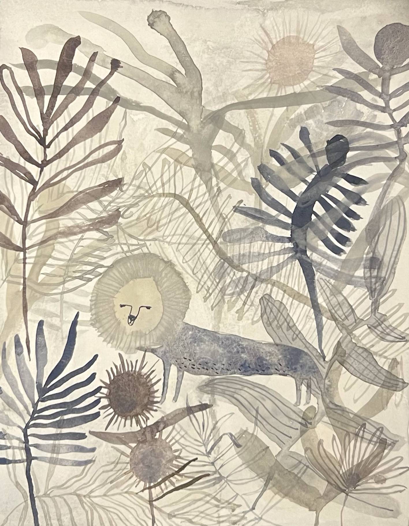 Hand-painted Abstract Lion Artwork