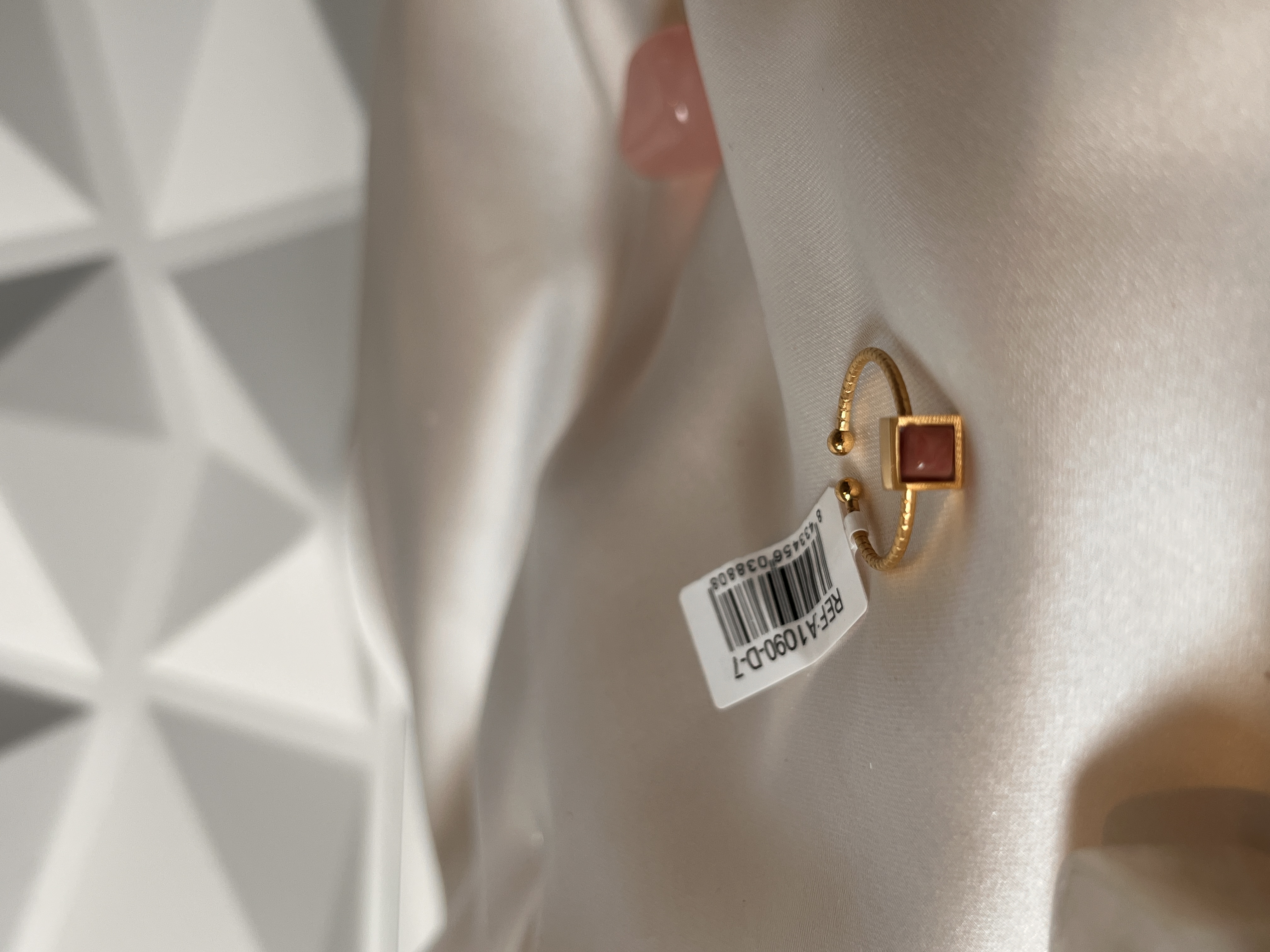 Elegant Gold-Plated Ring with Red Gem