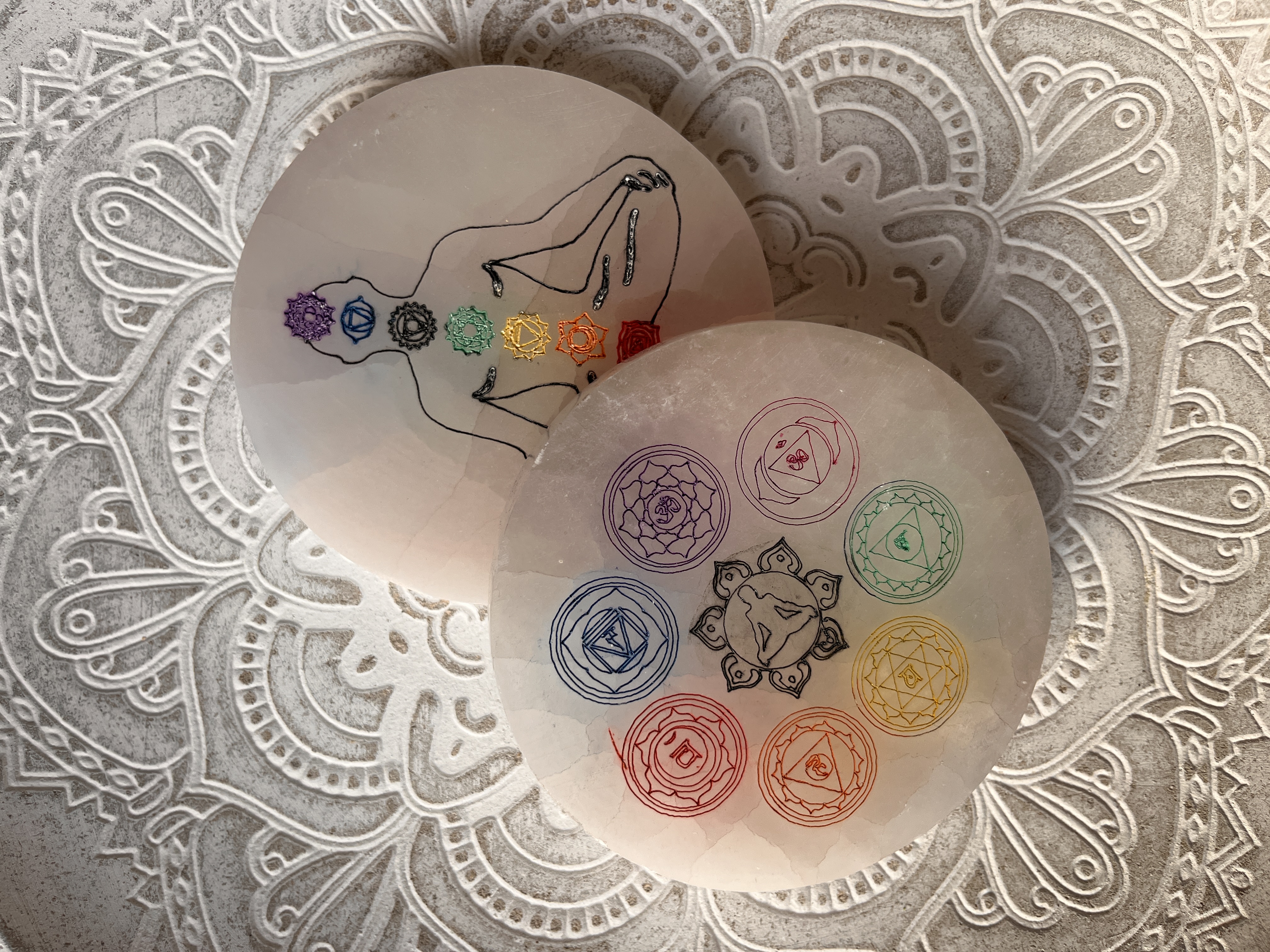 Chakra Selenite Charging Plates