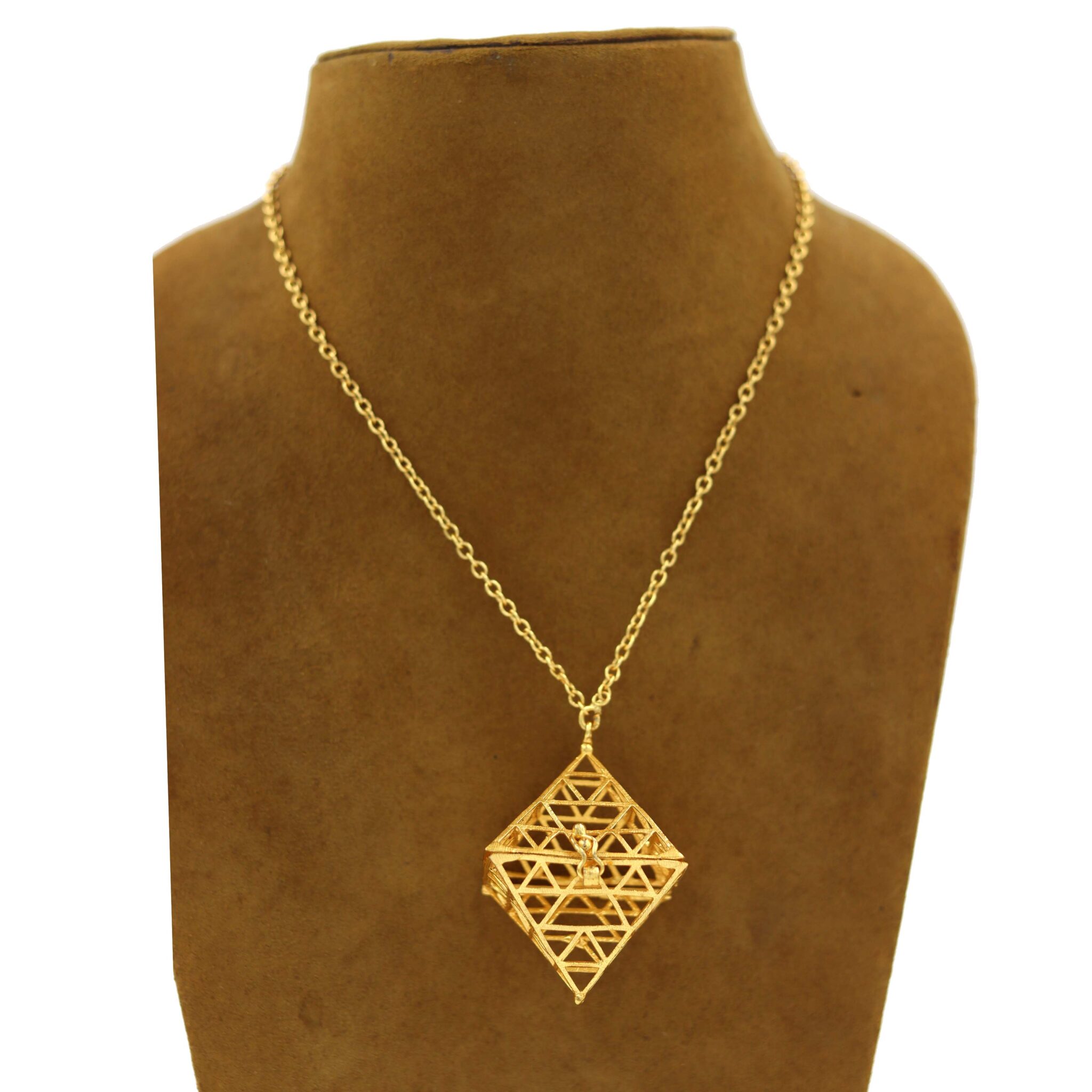 KNS0035-STERLING SILVER GOLD PLATED BOX HAND MADE DESIGNER  PENDANT