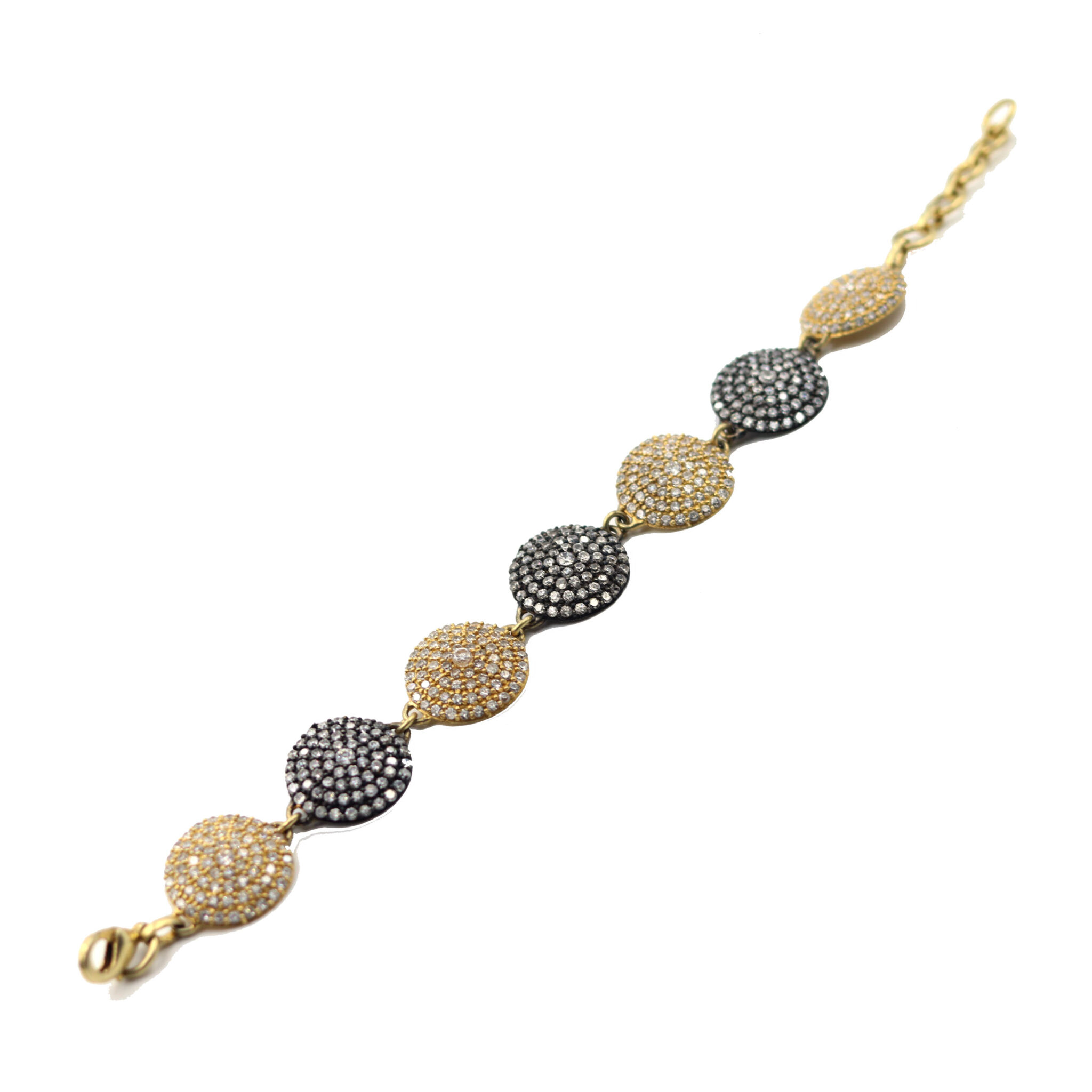BKG0009-GOLD AND BLACK PLATING C Z SEATED BRACELET