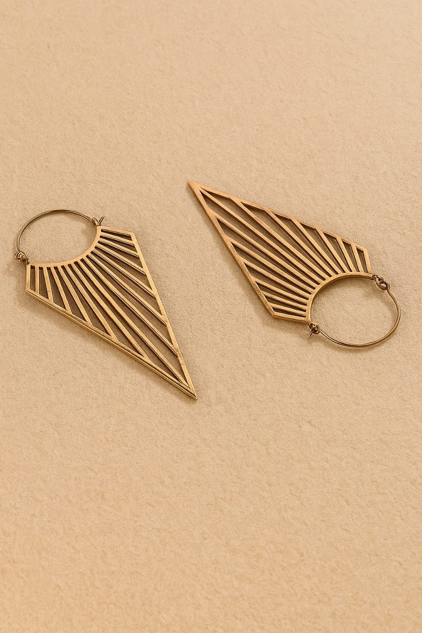 KG0007-Geometric Gold Plated Hoop Earrings