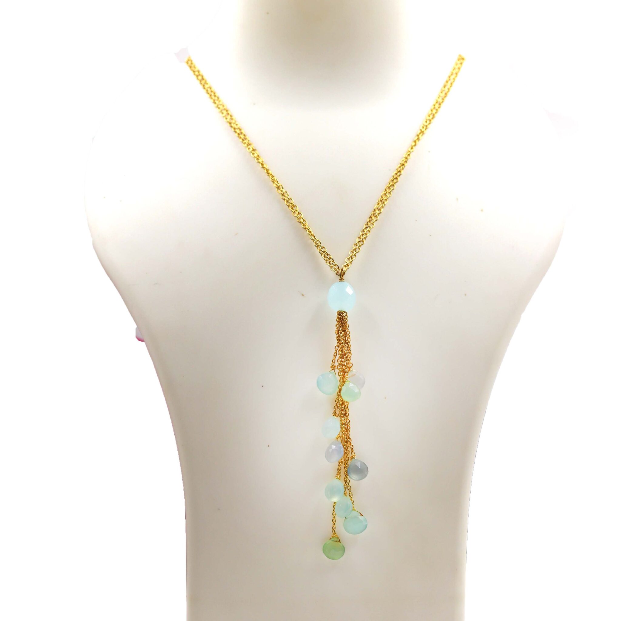 BKN0029-NIKEL FREE BRASS EACOATED WITH GEM STONE SEATED DESIGNER NECKLACE