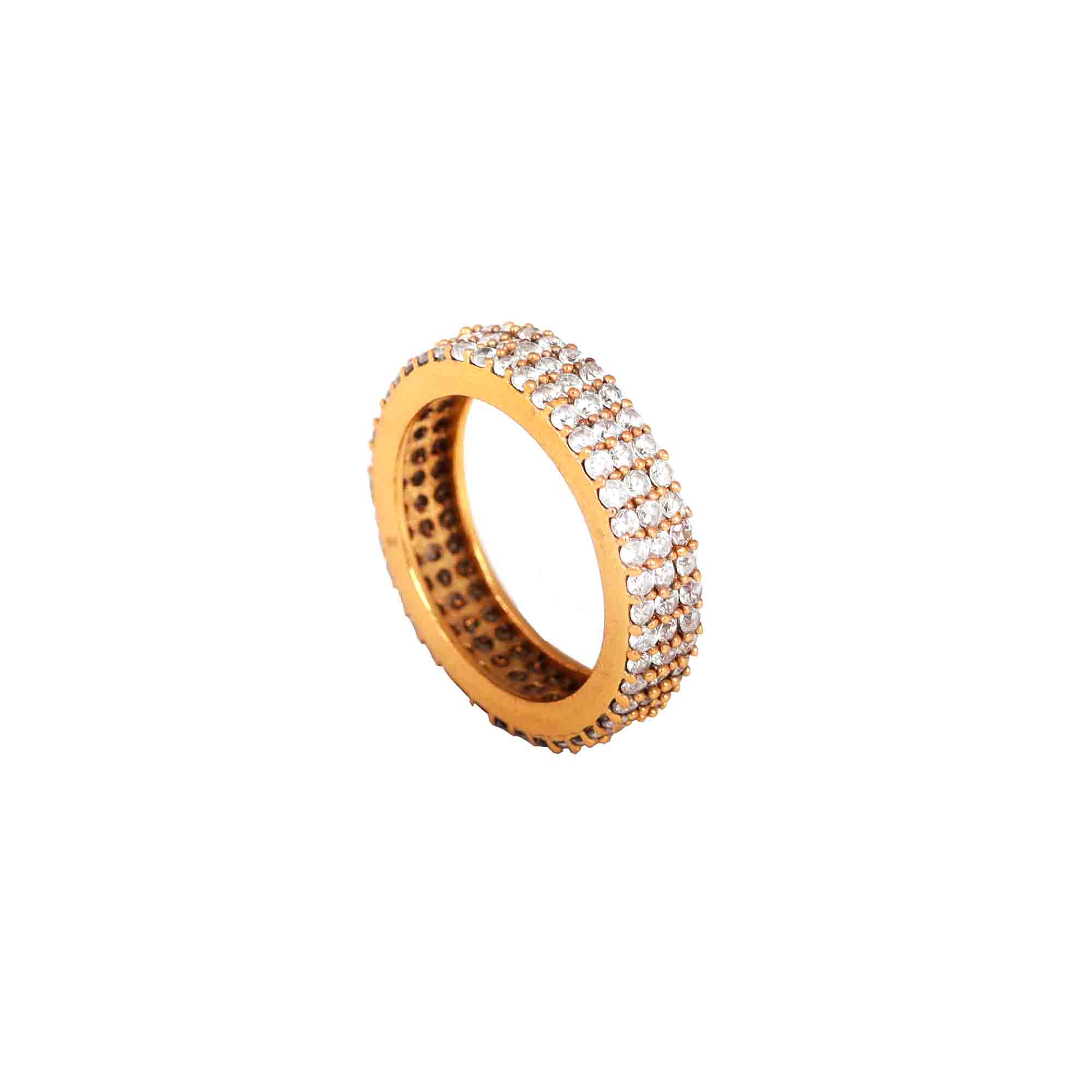 BKG0006-GOLD PLATED ECOTED CZ SEATED DESIGNER RING