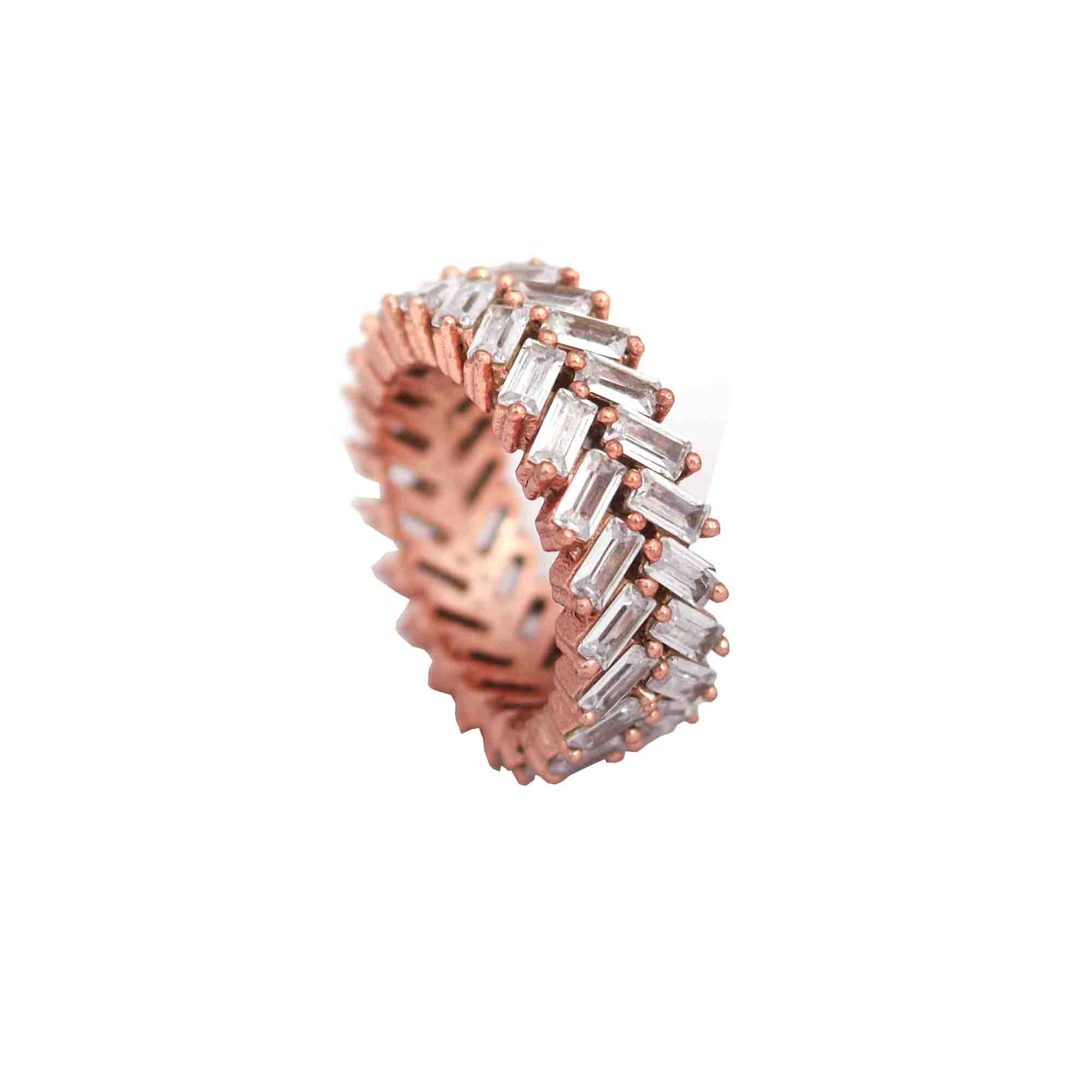 BKG0004-ROSE GOLD PLATED ECOTED CZ SEATED DESIGNER RING