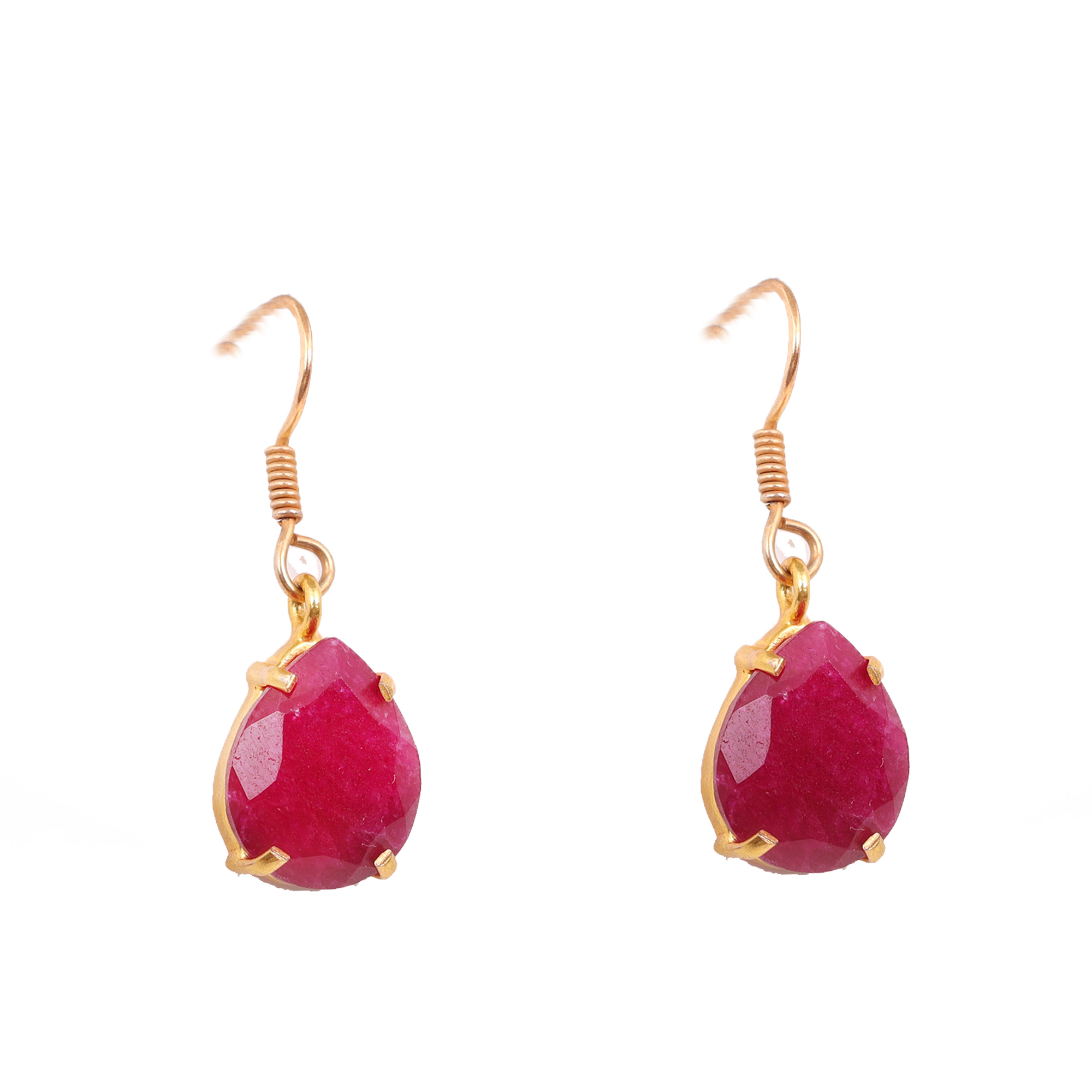 KGG0007-NIKEL FREE BRASS GOLD PLATED CEOATED WITH GEM STONE SETAED EARRING