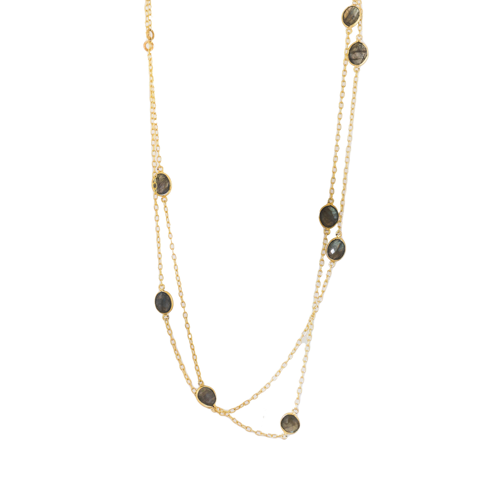 BN0010-NIKEL FREE BRASS EACOATED WITH GEM STONE SEATED DESIGNER NECKLACE
