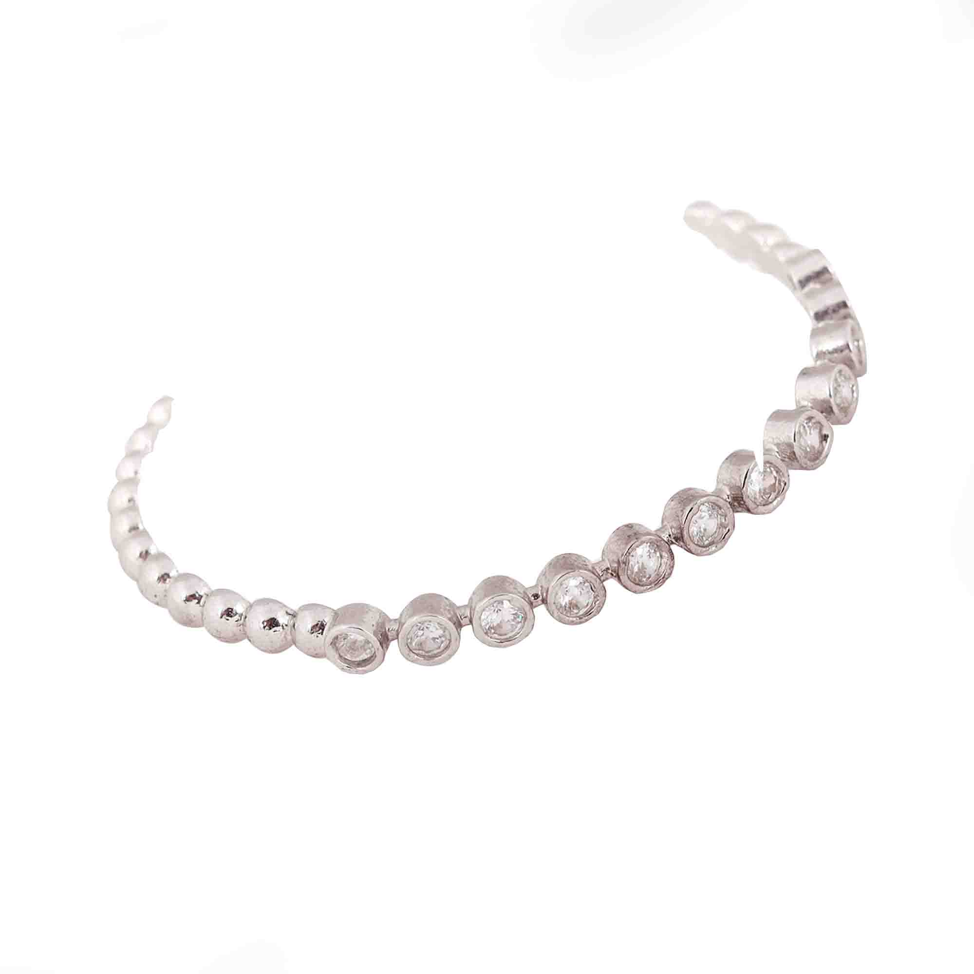 KBG0007-SILVER PLATED CZ SEATED BRACELET