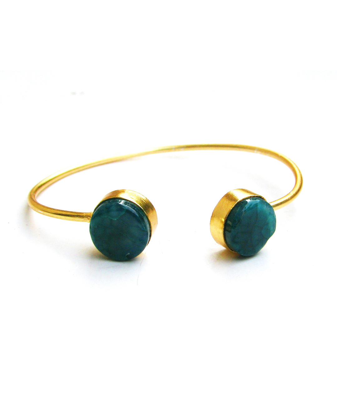 BKB0009-NIKEL FREE GOLD PLAETED SEMI PRECIOUS STONE SEATED CUFFBRACELET