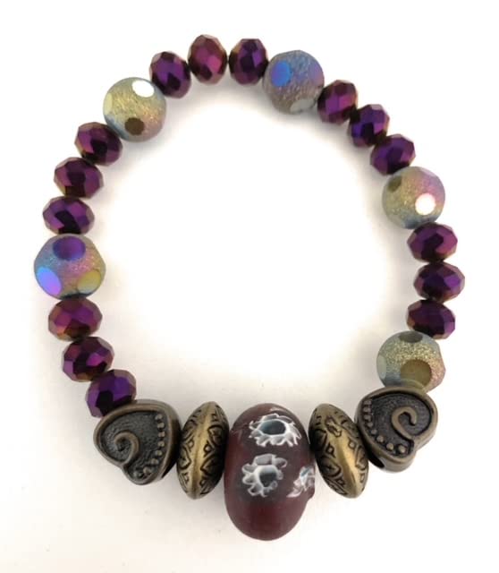 NS0006-Purple Beaded Charm Bracelet
