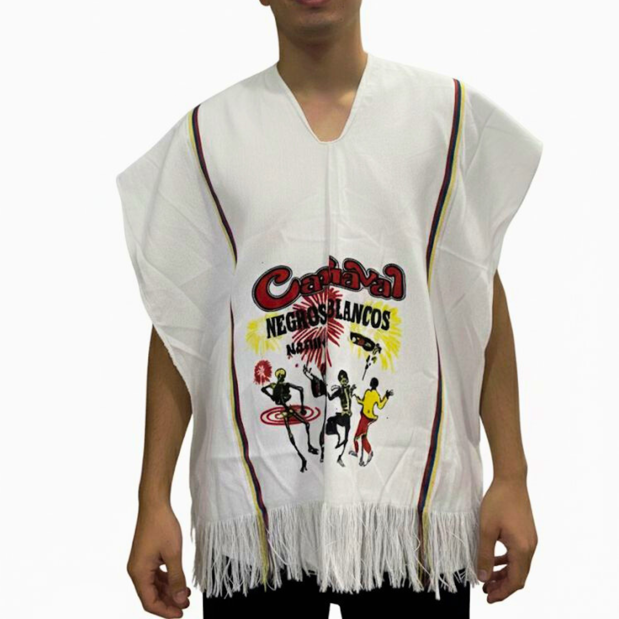 PONCHO  CARNAVAL BLANC/NEGROS