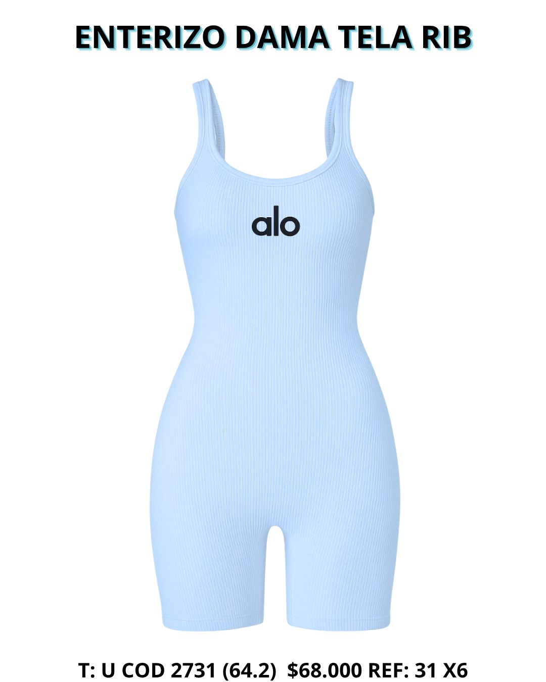 ENTERIZO DAMA TELA RIB SURTIDO X6